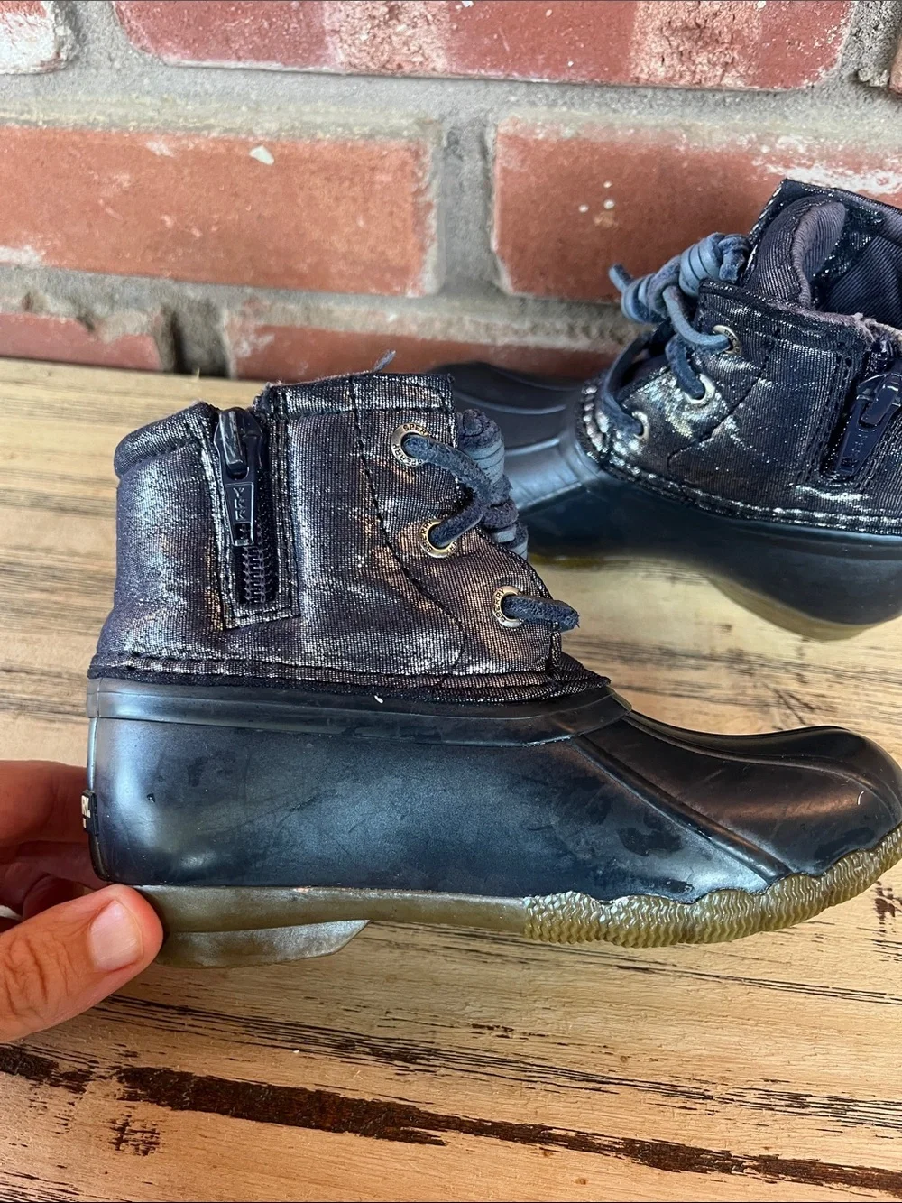 Sperry Saltwater Boot Navy Duck Boots Sparkly